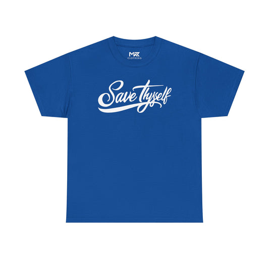 Save Thyself - White Logo (Heavy Cotton T-Shirt)