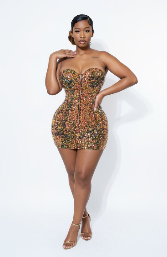 Multi Sequins Tube Top Romper