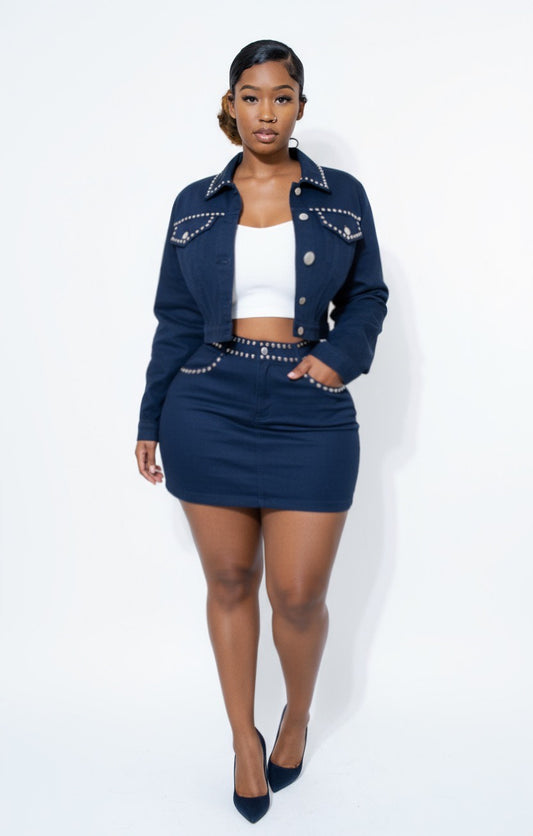 Embroidered cropped shirt set