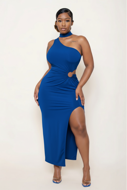 Neck Wrap One Shoulder Bodycon Maxi Dress